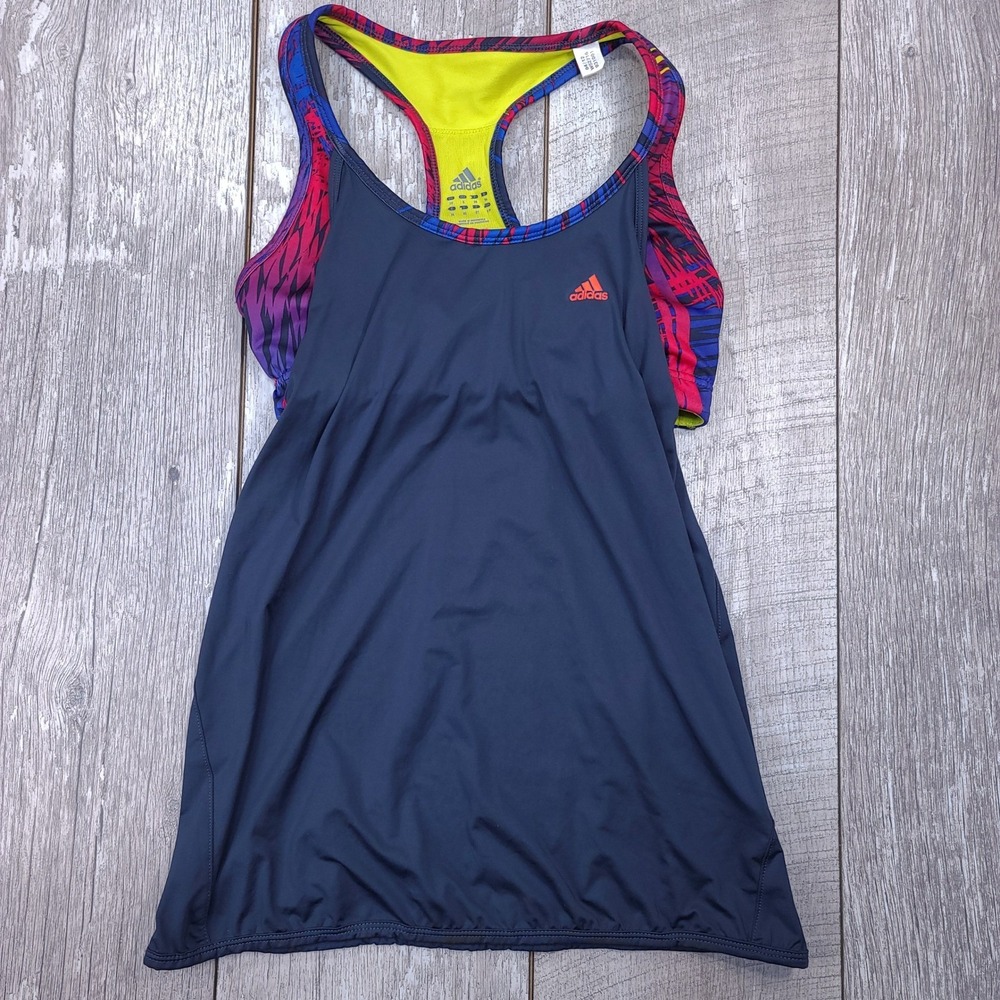 Adidas Tank Top Womens Small Navy Blue Adizero Built-in Bra Racerback Training